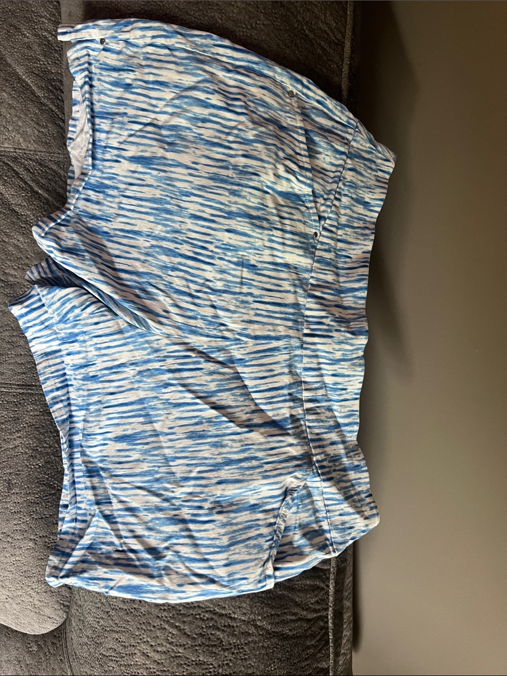 INC International Concepts Blue and White Patterned Knit Athletic Shorts